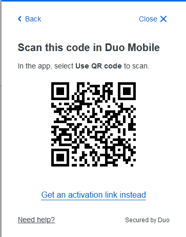 Activate Duo Mobile with QR Code