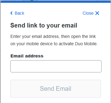 Activate Duo Mobile with Emailed Link