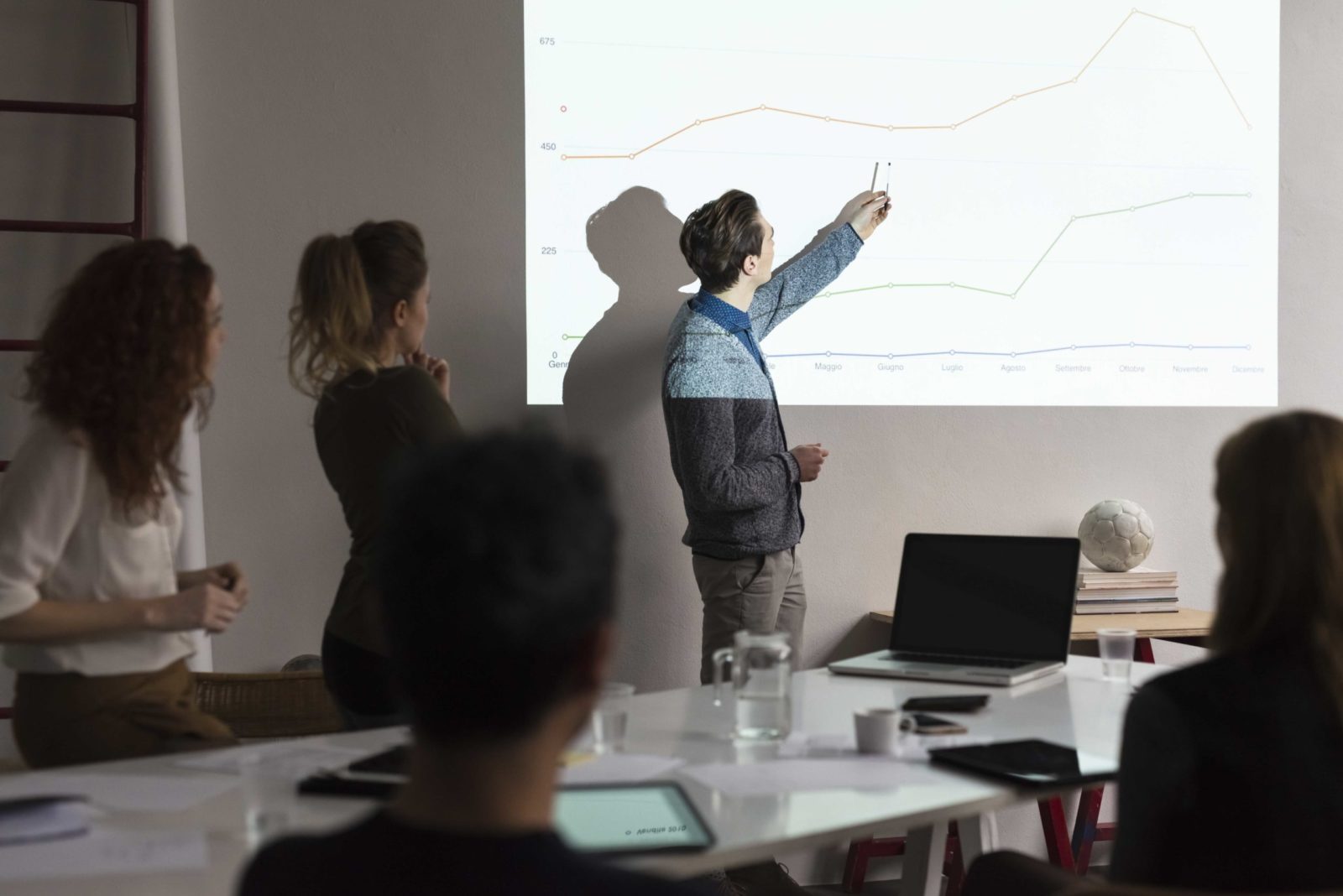 Presentation during a business meeting in office.