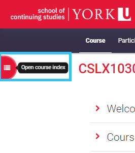 Course index - Left hand side collapsed